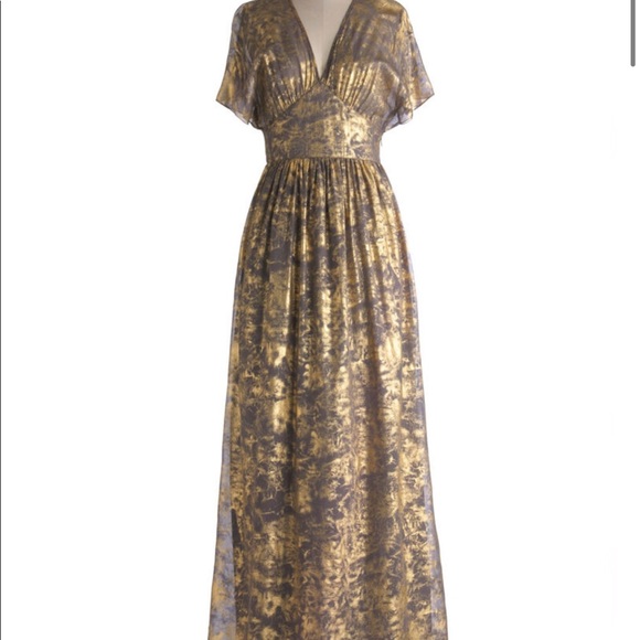 Modcloth Dresses & Skirts - Gilded Emerald Dress in Silver